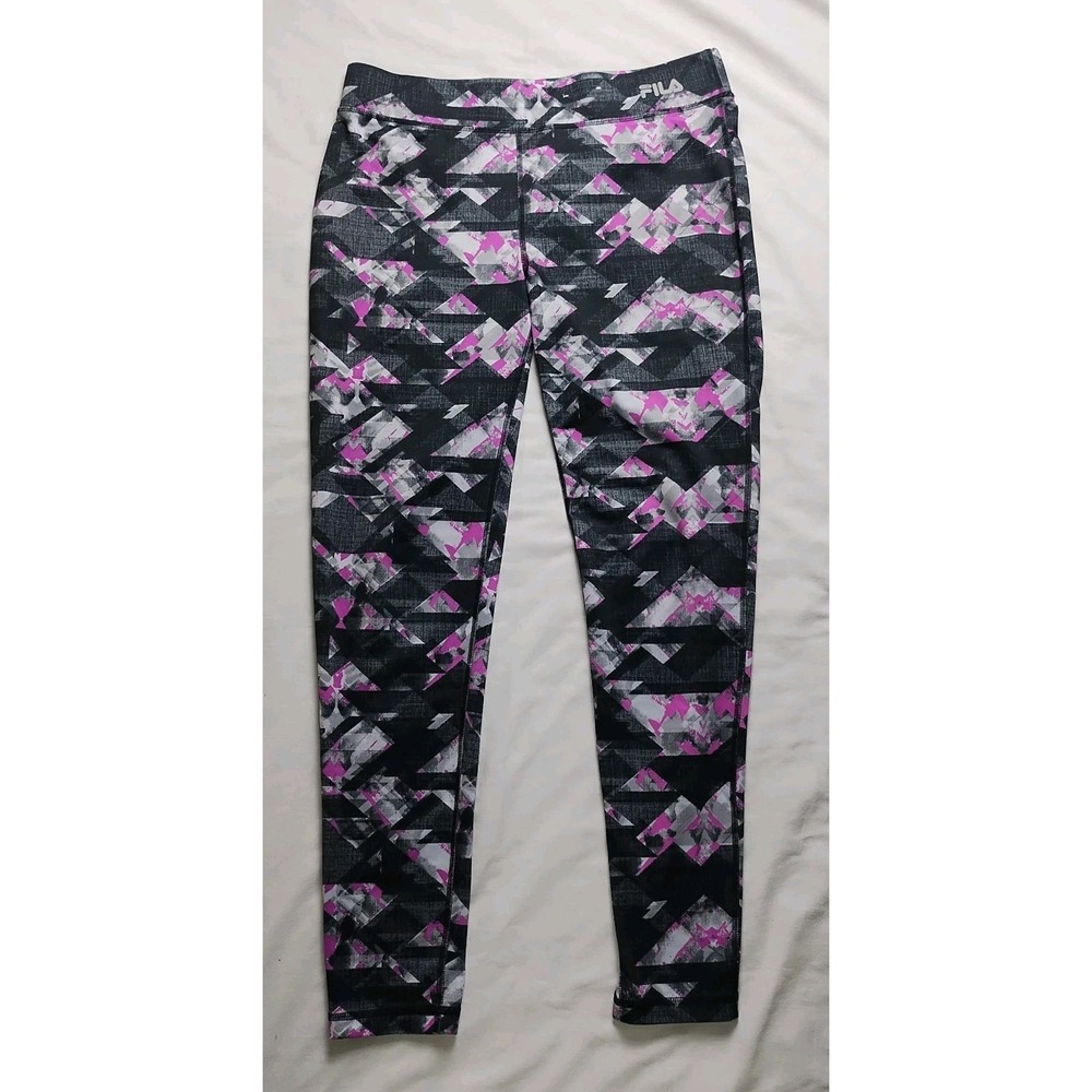 FILA Sport Performance Running Leggings Women's MD Workout Pants Geometric‎ Pink
